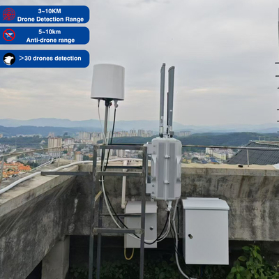 2.4 GHz، 5.8 GHz حمله Drone Jammer ثابت در فضای باز Fpv Jamming تشخیص همه در یک با Drone Command Control System