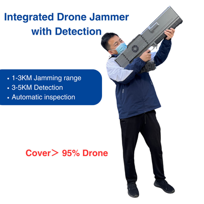 3KM Drone Jammer با 5KM Detection Detector 900MHz 1.5GHz 2.4GHz 5.8GHz Jammer Gun همه در یک