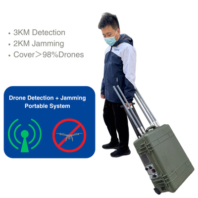 LZ335 Drone Portable 3km Detection And 2km Jamming System FPV Drone Jammer یکپارچه شده