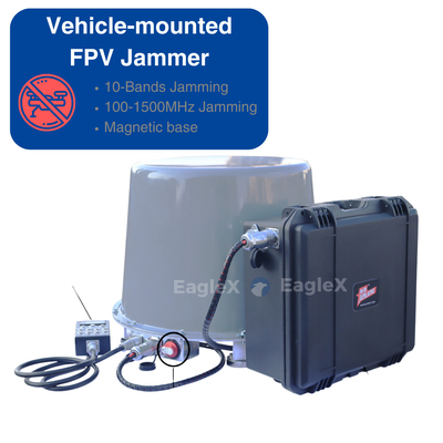 100MHz-1500MHz وسایل نقلیه نصب شده در خودرو استفاده از FPV Drone Jammer تجهیزات مقابله ای با پایه مغناطیسی