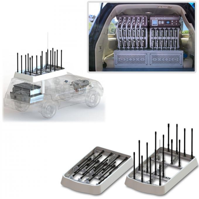 تعدیل SUV تبدیل به سیستم ضد FPV سیستم ضد هواپیماهای بدون سرنشین تقویت کننده RF 50MHz ~ 6GHz شناسایی حمله Drone Jammer 0