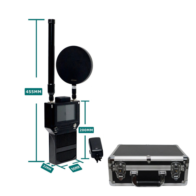 3KM قابل حمل FPV DJI Drone Detector 400MHz 2.4GHz 5.2G 5.8G تشخیص دستی 0