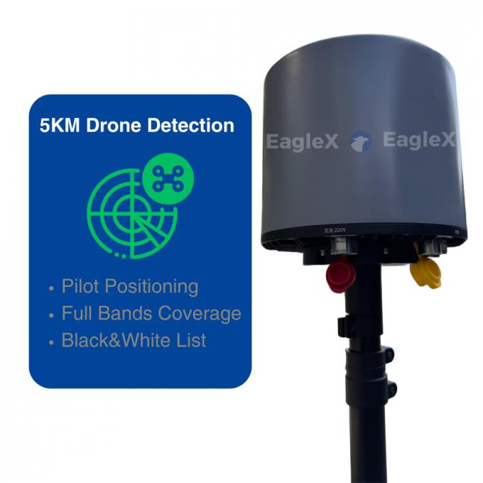۵۰۰۰ متر ۵ کیلومتر فاصله DJI FPV قطعات ثابت بدون سرنشین تشخیص ۳۶۰ درجه پوشش ۴۰۰-۶۰۰۰ مگاهرتز 2
